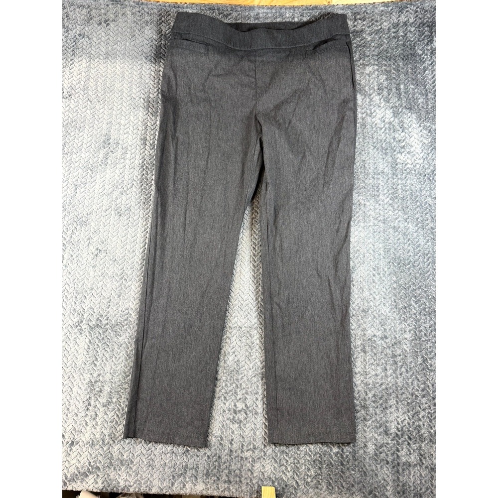 Briggs New York Dress Pants Women 18W Gray Formal Straight Leg Pull On High Rise